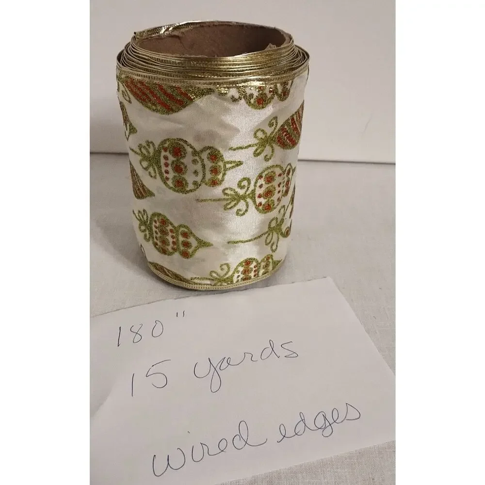 Lot of 5 Remnant Rolls Wire Edge Holiday Ribbon (119 Total Yds.)